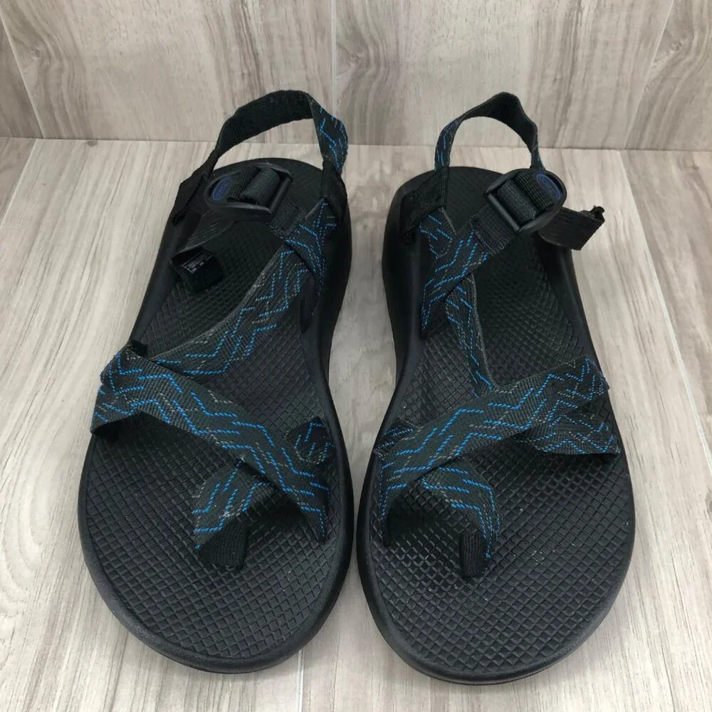 Chaco Sandals Mens 11 Black Blue Nylon Webbing Outdoor Waterproof Shoes